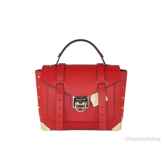 NEW Michael Kors Manhattan Medium Satchel Bag Red Leather Top Handle School NWT - Picture 9 of 9